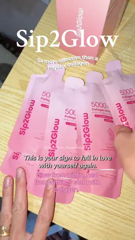 5x more ang glow with Sip2Glow Collagen Drink. 🥤 💕✨ #glowingskin #collagendrink #sip2glow #fyp #skincare