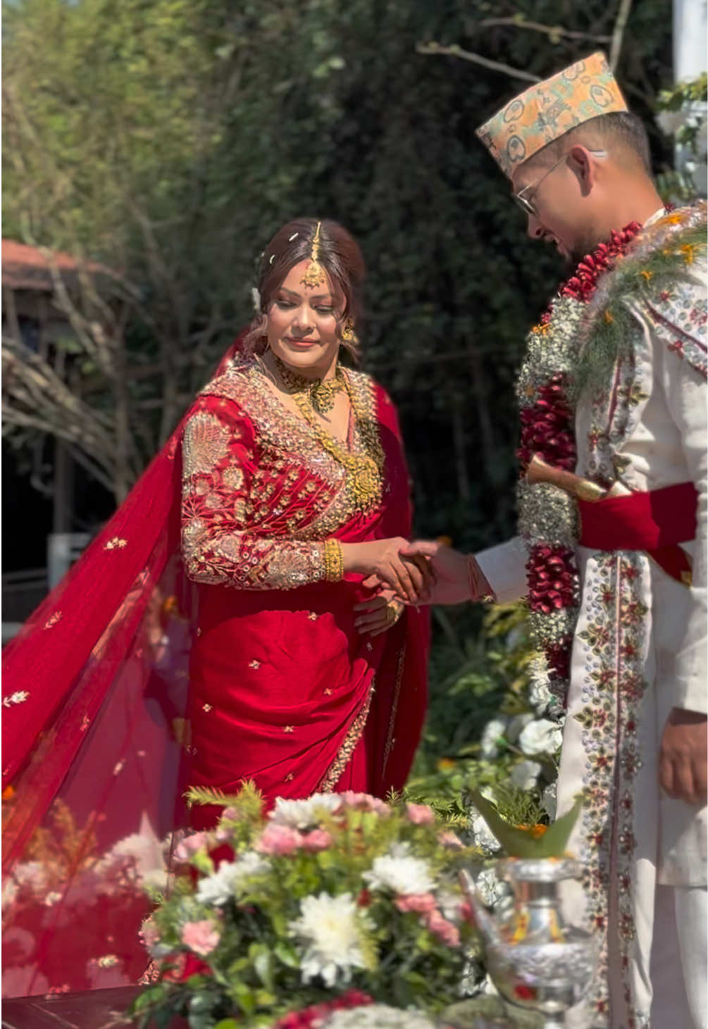 “She looks absolutely radiant and bright Sunita mam enter with love and light “👸  Wishing you a happy married life @Sunita Dulal mam and Rajesh sir ❤️  #grandnorlinghotelresort #ambiance #explore #outdoorevents #nature 
