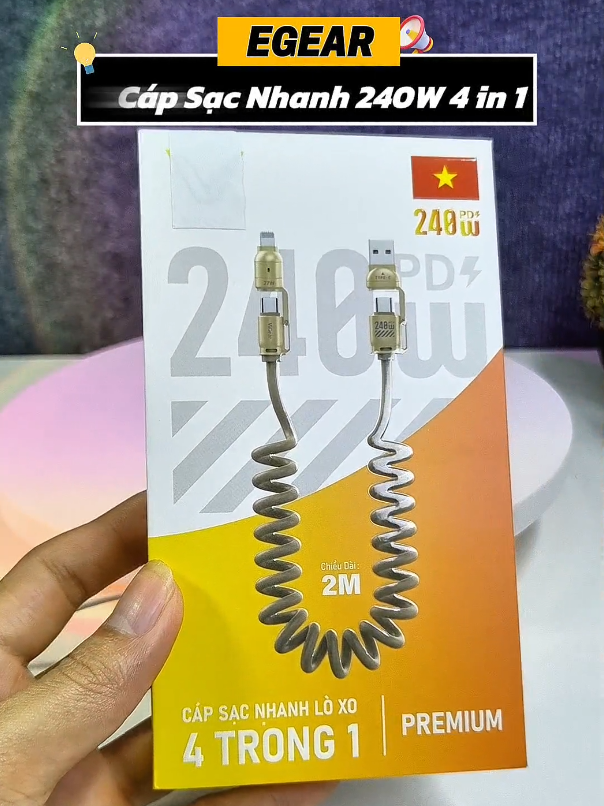 Cáp sạc nhanh 4 in 1 EGEAR, công suất sạc tối đa lên đến 240W #egear #capsacnhanhegear #capsacdienthoai 