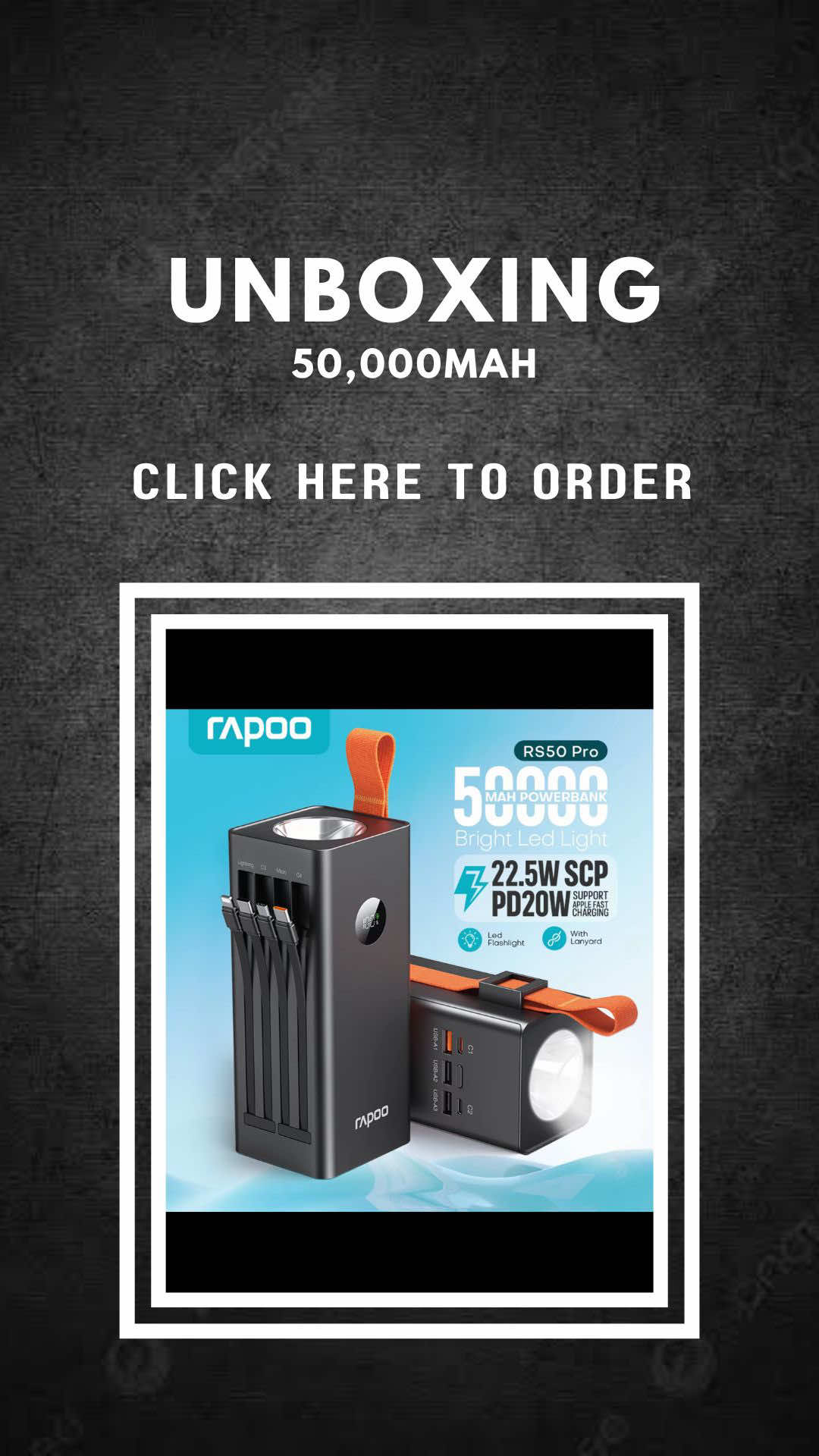 50,000mah Powerbank New Rapoo Rh50 pro #rapoo #rapoopowerbank #emergencypowerbank #bigpowerbank #legit 