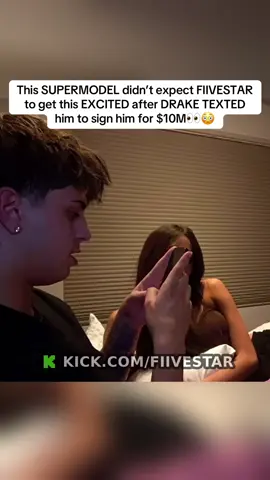 This SUPERMODEL didn’t expect FIIVESTAR to get this EXCITED after DRAKE TEXTED him to sign him for $10M👀😳 #fyp #fiivestar 
