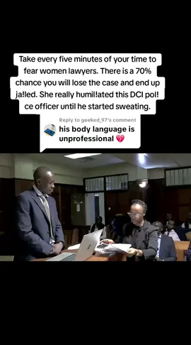 Replying to @geeked_97 Take every five minutes of your time to fear women lawyers. There is a 70% chance you will lose the case and end up ja!led. She really humil!ated this DCI pol!ce officer until he started sweating. #repost #foryourpageofficiall #kenyancourt #nuruokanga #babuowino 