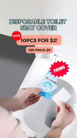 Disposable Toilet Seat Cover - INSTOCK Promo: $2 Each! Stay hygienic on the go with these disposable toilet seat covers. Perfect for public restrooms, offering a clean and comfortable experience. Pack Includes: 10 pieces FREE DELIVERY NATIONWIDE for all purchases of $30 and above from us! Message us at +673 8623969 to get yours now! ✉