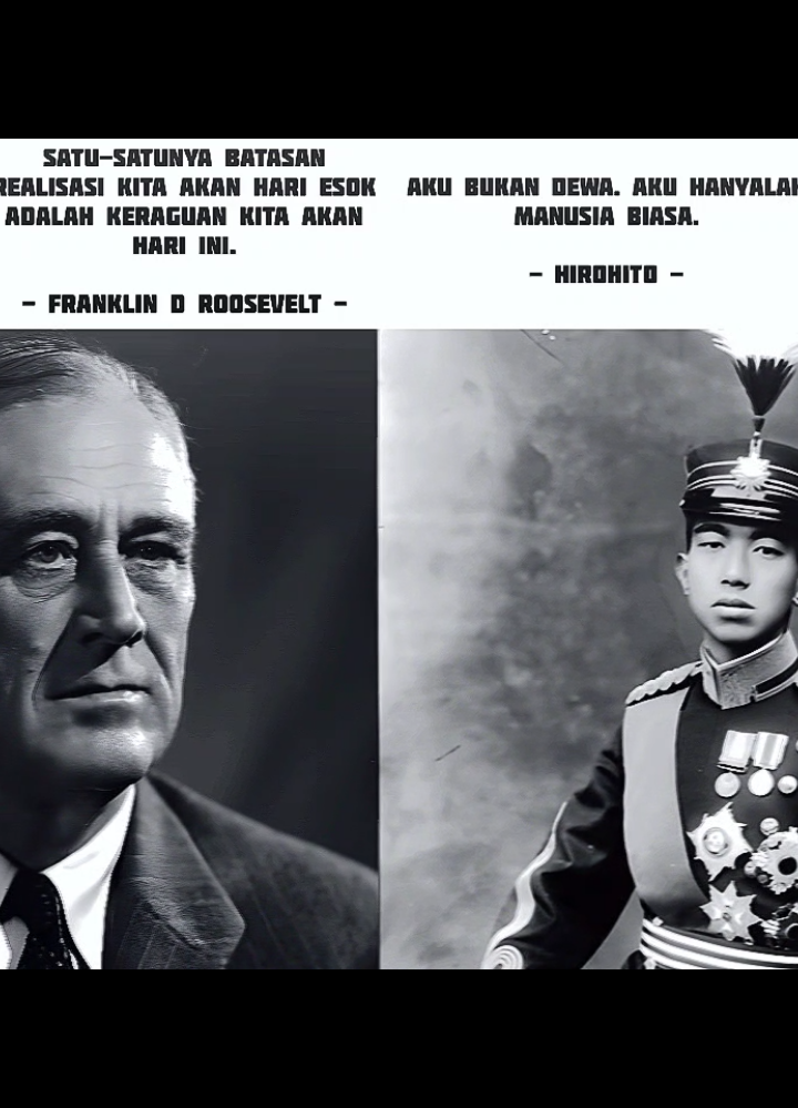Tenno Heika... 🥶 Hirohito adalah kaisar Jepang yang memerintah dari 1926 hingga 1989. Ia memimpin Jepang saat Perang Dunia II, ketika negara itu melakukan ekspansi militer besar-besaran di Asia. Setelah Jepang kalah pada 1945, Hirohito tetap dipertahankan sebagai kaisar, tetapi kehilangan kekuasaan politik dan hanya menjadi simbol negara. Pada masa pascaperang, Jepang kemudian bangkit menjadi negara maju di bawah kepemimpinan simbolisnya.  #sejarah #hirohito #japanempire #foryou #fyp 