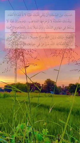 حَسْبُكَ مِنَ السَّعادَةِ أَنْ يَبْقَى قَلْبُكَ طَيِّبًا لَا تَأْكُلُهُ الأَحْقَاد   وَنَفْسُكَ مُطْمَئِنَّةً لَا تُزَعْزِعُهَا المُتاعِب ، وَضَمِيرُكَ نَقِيًّا  لَا يَسْقُطُ فِي مَهَاوِي الشَّكّ ، وَأَنْ تَمْلَأَ يَدَكَ بِالعَطَاءِ وَالرحمَة فاِجْعَلْ بَيْنَكَ وَبَيْنَ اللَّهِ سِرًّا جَمِيلًا ، وَثِقْ أَنَّ كُلَّ صَبْرٍ تَحْتَضِنُهُ يَدُ اللَّهِ سَيُزْهِرُ فِي حَيَاتِكَ فَرَحًا وَسَكِينَة. #foryou #fyp #fypシ #viral 