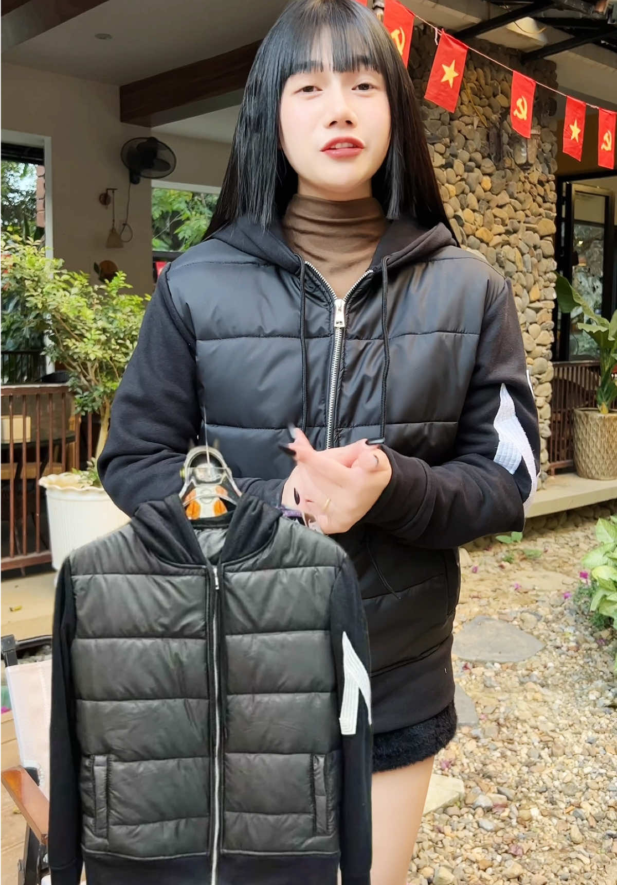 #aophao nam phối tay len thêu chữ M mix mũ trẻ trung dành cho anh zai mặc thu đông #aophaonamnu #aophaobeo #quanaonam #thoitrangnam 