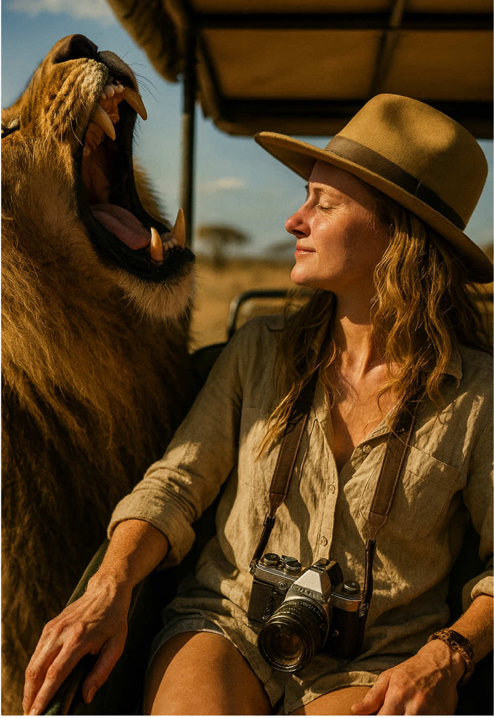 She didn’t even flinch 😭 #lion #safari #wildlife #funnyanimals #viral