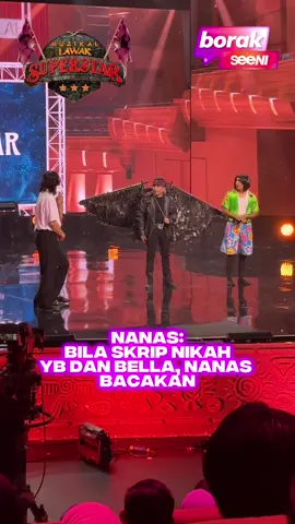 LIVEUPDATE: Abang @bellngasriofficial memang pecah la bila gabung dengan diorangg. Bila NANAS dah rangka siap siap dah skrip nikah untuk YB dan Bella Astilah nanti 🤣🤣 #NANAS #muzikallawaksuperstar #bass 