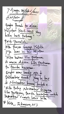 Selamat mengakhiri November dengan pengharapan #quoteskatolikkeren #RenunganharianEy #fyp #katakatamotivasi #quotestory 