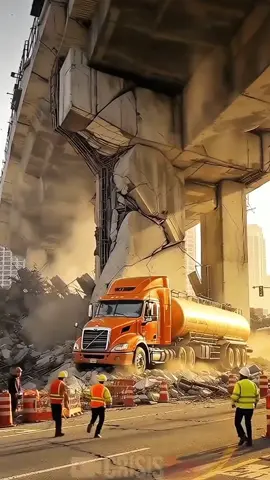 TICKING TIME BOMB! Workers Evacuate, Then the Oil Tanker Collision Destroys the Entire Overpass!