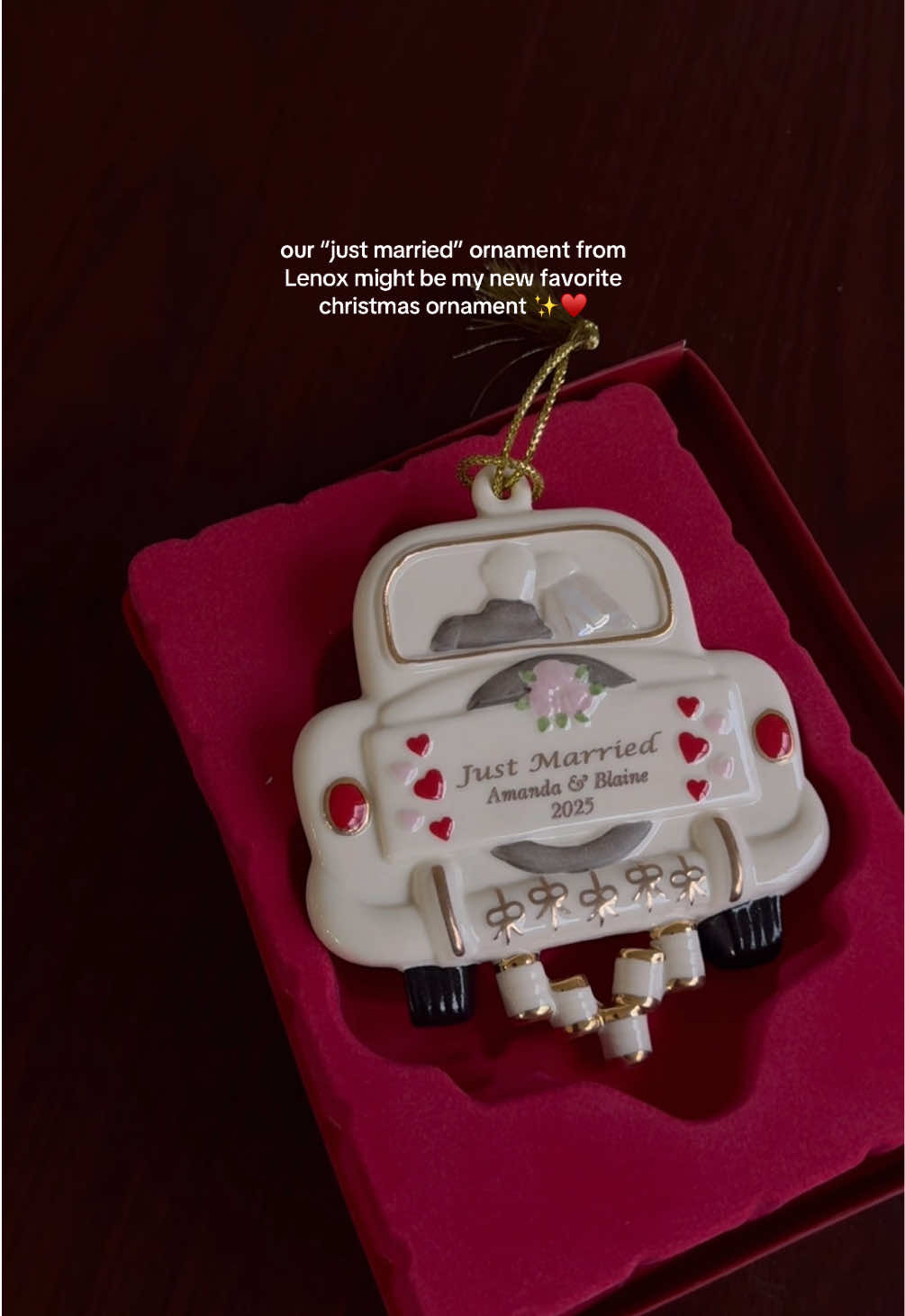 Isn’t this the cutest first christmas wedding ornament 🥰 #christmasornaments #christmasdecor #lenox #justmarried #christmastree 