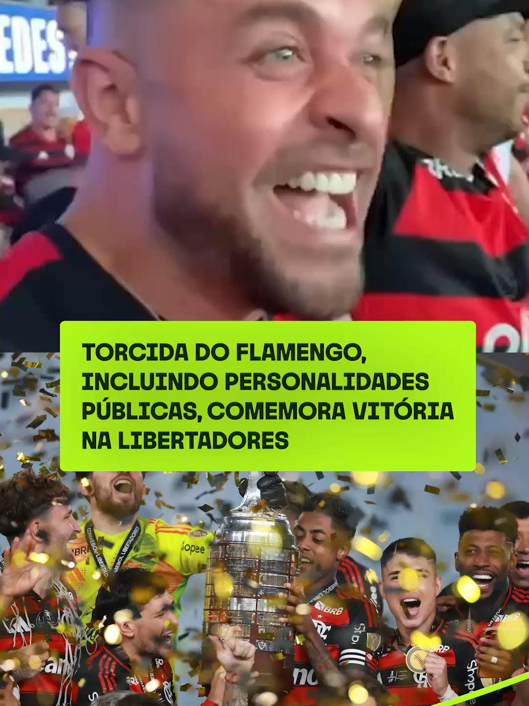 “A festa tomou conta! 🎉⚽️ A torcida do Flamengo — de anônimos a personalidades — explodiu em comemoração após a vitória na Libertadores. Ruas lotadas, pôsteres, gritos e muita emoção rubro-negra! 🔥🖤❤️ #Flamengo #Libertadores #FestaRubroNegra #comemoração #libertadores #flamengo #terraesportes #torcida #flamengocampeão