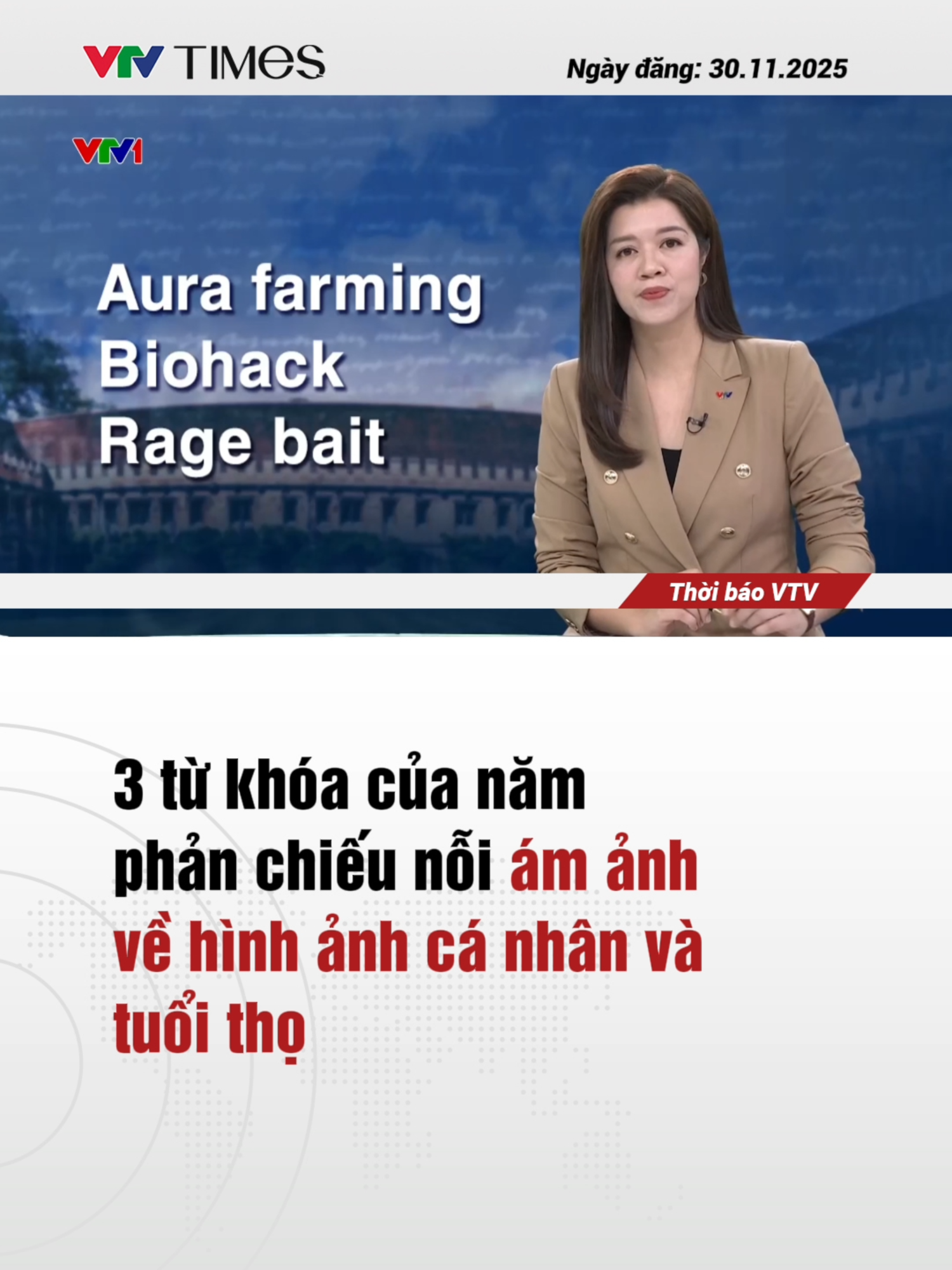 Ba từ khóa dẫn đầu năm nay (2025) phản chiếu rõ thời đại chúng ta đang sống: ám ảnh gây chú ý, xây dựng hình ảnh cá nhân và nỗi khao khát kéo dài tuổi thọ.