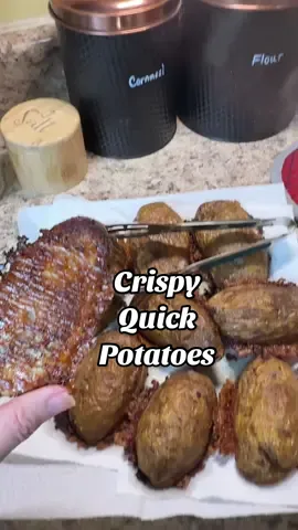 These were so good and different from your traditional baked potato. We ate them like loaded potato skins and they were delish!! I ended up baking at 425° for 35 minutes. #bakedpotato #Recipe #potato #EasyRecipe #crispypotatoes thanks for the inspo @Mimi’s Kitchen 