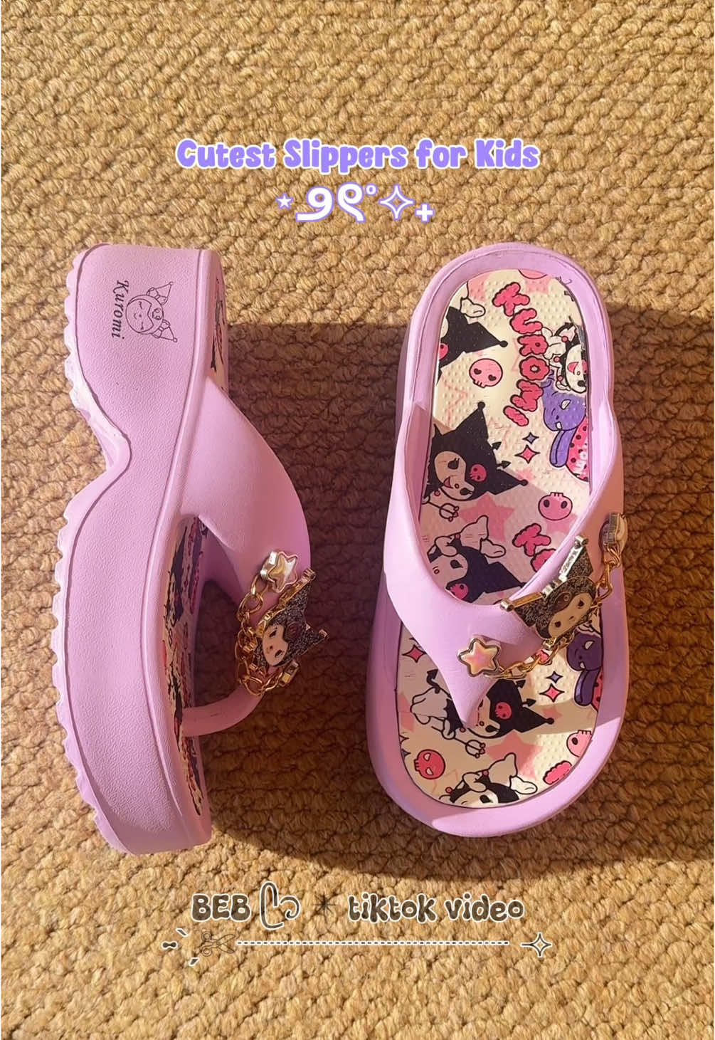 Cutest slippers for your little princess 💫💜 #fyp #slippersforkids #kuromislippers 