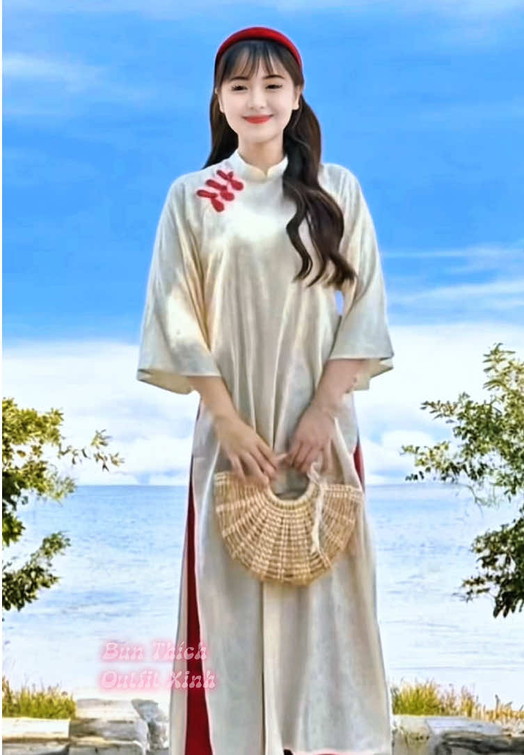 Áo Dài Lụa Phối Hoạ Tiết Chìm#xuhuong 