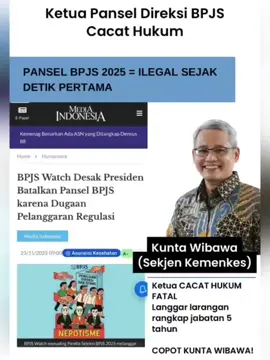 BPJS Warch Desak Presiden Batalkan Pansel BPJS karena Dugaan Pelanggaran Regulasi. #KetuaPanselBPJSCacatHukum #CopotKetuaPanselBPJSCacatHukum #KetuaPanselBPJSCacatHukum 