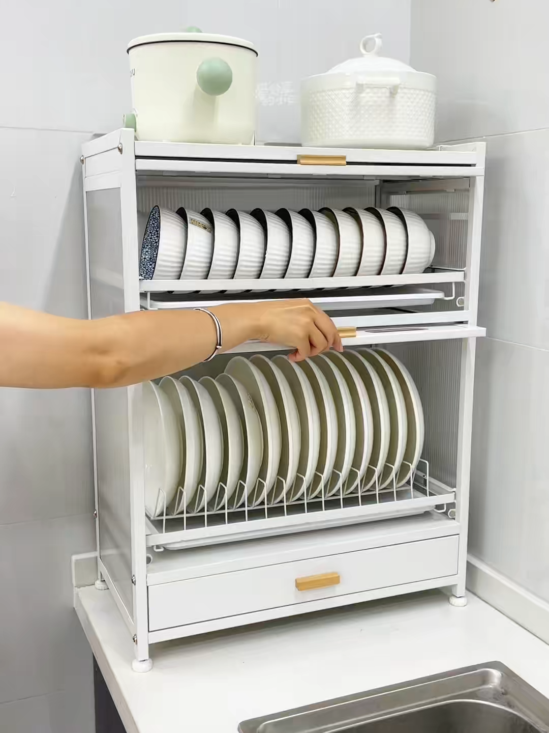 Tủ Kệ úp chén đĩa có nắp đậy đa năng #sieugiadung #giadung #kedanang #kenhieutang #kenhabep #kechenbat #kechendia