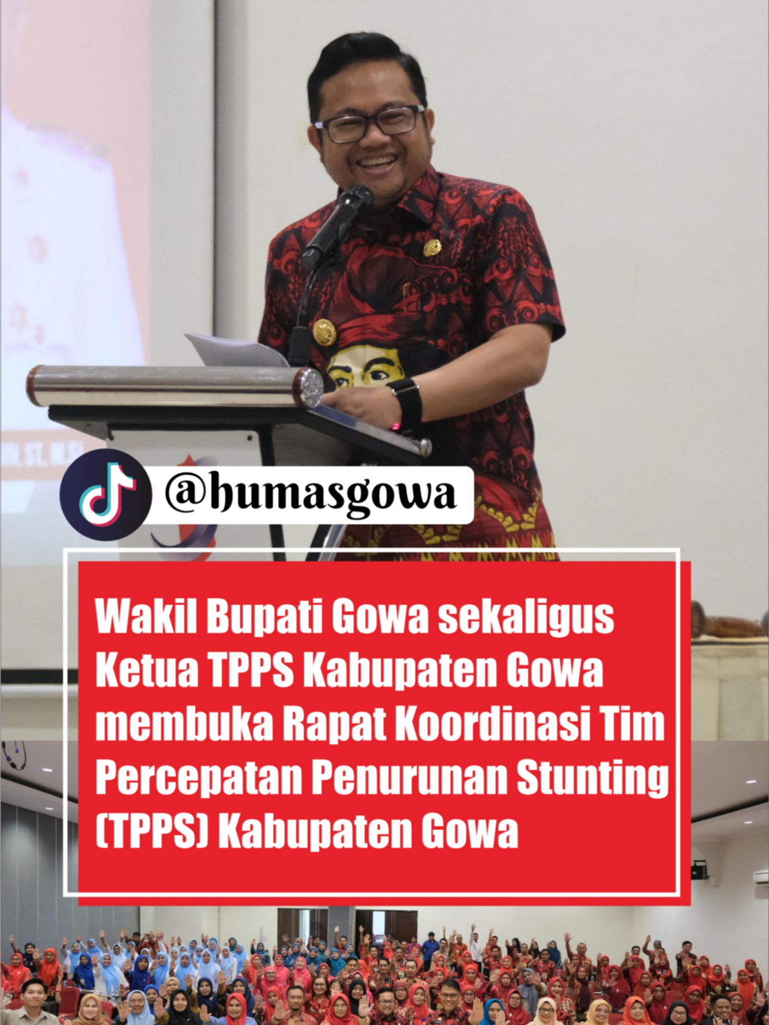 Prevelensi Stunting Gowa Turun Signifikan dalam Tiga Tahun, Penanganan Kolaboratif Diperkuat HUMASGOWA-----Pemerintah Kabupaten (Pemkab) Gowa mencatatkan angka prevelensi stunting mengalami penurunan signifikan dalam tiga tahun terakhi. Berdasarkan data yang ada pada 2022 prevelensi stunting mencapai 33 persen, kemudian menurun 21,1 persen pada tahun 2023, dan mencapai 17 persen pada tahun 2024.  Meski demikian, pemerintah daerah akan terus menjadikan penanganan stunting menjadi agenda prioritas melalui penguatan kolaboratif lintas sektor.  Wakil Bupati Gowa, Darmawangsyah Muin selaku Ketua Tim Percepatan Penururan Stunting (TPPS) Kabupaten Gowa menegaskan, pemerintah daerah akan berkomitmen dalam menurunkan angka stunting. Sehingga, penanganan stunting masih menjadi agenda strategis karena berdampak langsung pada kualitas sumber daya manusia di masa depan. Apalagi, menurutnya, stunting bukan hanya persoalan pertumbuhan fisik, tetapi juga kemampuan belajar dan produktivitas anak di masa mendatang. Karena itu, seluruh langkah percepatan penanganan harus dilakukan secara kolaboratif dan berkesinambungan. 