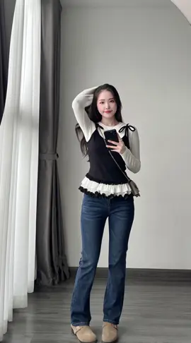 [DEAL MỞ BÁN] Áo Dài Tay Phối Hai Dây Vạt Xòe BigClothes, Áo Thu Đông Dài Tay 🌸🌸#thoitrang #xuhuong #aothundaitay #viral 