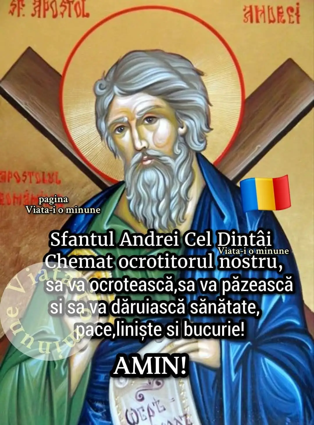 Astăzi este 30 noiembrie, ziua Sfântului Andrei, o zi specială pentru români, întrucât Sfântul Apostol Andrei este considerat ocrotitorul lor.  Sfântul Andrei este primul dintre apostoli care a propovăduit Evanghelia la geto-daci, pe teritoriul Dobrogei, motiv pentru care este considerat cel care a creștinat poporul român. Nu întâmplător, sute de mii de români poartă numele sfântului. La mulți ani!