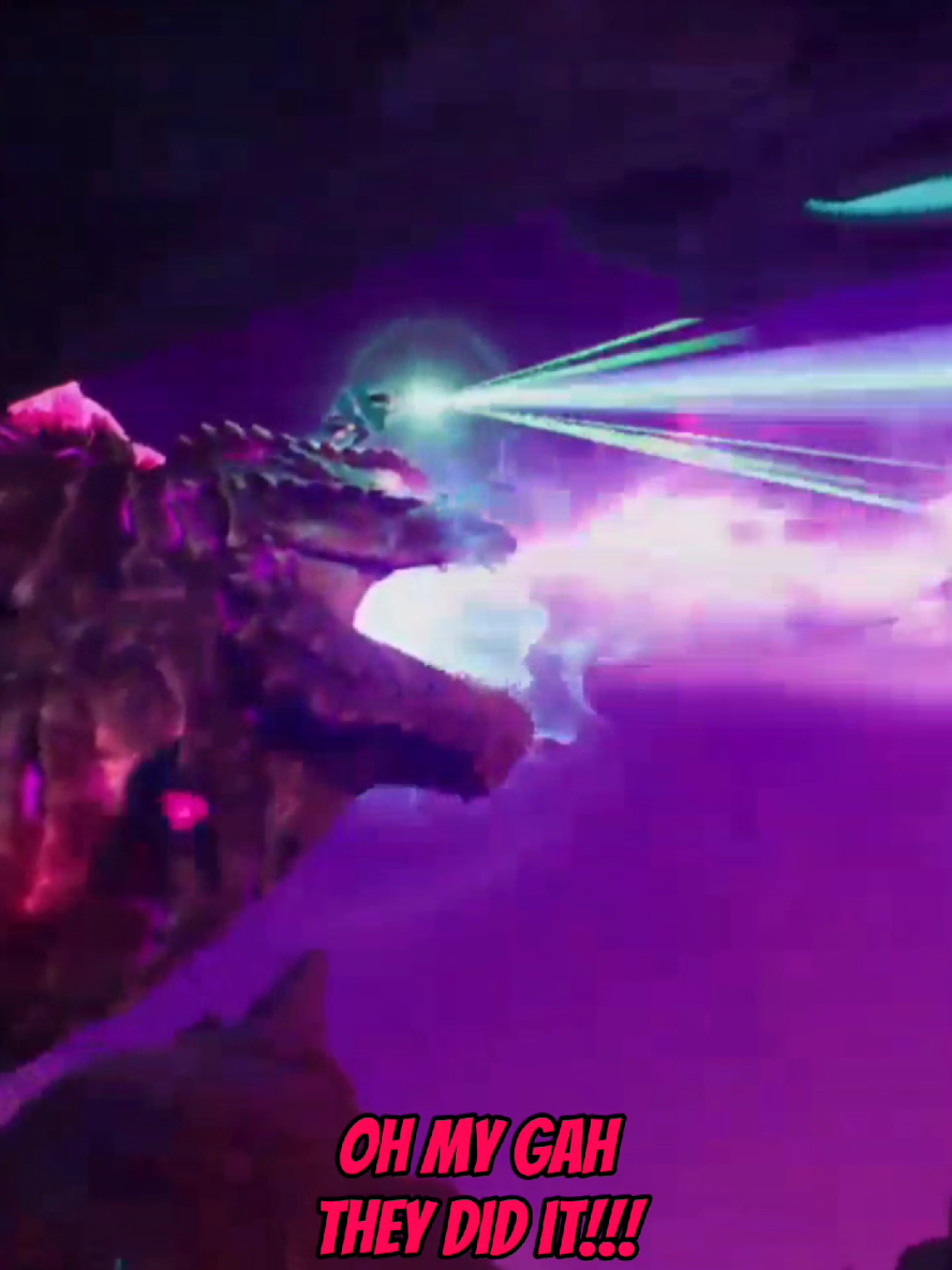 Godzilla and Miku did the thing... they did the beams together! (From our stream of the event! go check out my channel to see the whole event!) #Fortnite #Miku #Godzilla #Huntrix #FYP