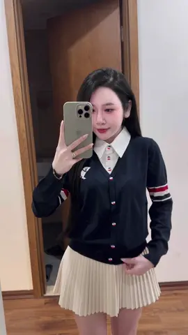 Len mix cổ sơ mi#aolen #thoitrang #xuhuong #phoidoxinh 