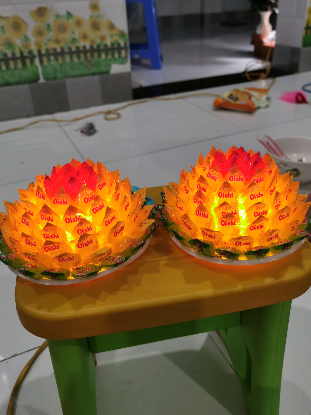 Kẹo hoa sen có đèn thành phẩm ib cho e nhé #thinhhanh #xuhuong #tet #thapbanhtailoc #banhkeotet 