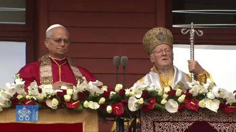 Pope Leo XIV and Patriarch Bartholomew I imparting their respective Apostolic Blessing on those gathered at the Patriarchal See of Constantinople on the Feast of the Holy Apostle Andrew, the First-Called. #viralvideos  #xyzbcafypシ  #popeleoxiv  #catholictiktok  #catholic 