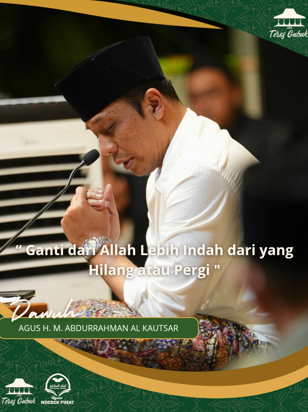 Setiap kehilangan selalu membawa gantinya—entah berupa pengalaman baru, ketabahan yang tumbuh, atau pemahaman yang lebih dalam tentang hidup. Namun ada satu yang tidak pernah tergantikan: kedekatan kita dengan Allah. Sebagaimana pesan Ibn Arabi: لكلّ شَيءٍ إذا فارقتَهُ عِوَضٌ    وليْسَ للهِ إنْ فارقْتَ من عِوَضِ “Untuk segala sesuatu yang engkau tinggalkan, selalu ada pengganti. Namun tidak ada pengganti jika engkau menjauh dari Allah.” Maka ketika sesuatu pergi, tenanglah. Yang hilang bisa kembali dalam bentuk lain. Tapi jangan biarkan hati menjauh dari Dia yang tidak pernah meninggalkan kita. .  #guskautsar #guskautsarploso #terasgubuk #dawuhterasgubuk #nderekpusatofficial 