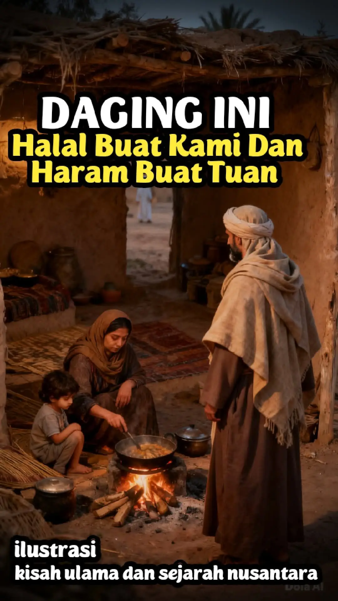 DAGING INI.. HALAL BUAT KAMI, HARAM BUAT TUAN Seorang Ulama Abu Abdurrahman Abdullah bin al-Mubarak al Hanzhali al Marwazi ulama terkenal di makkah yang menceritakan riwayat ini. Suatu ketika, setelah selesai menjalani salah satu ritual haji, ia beristirahat dan tertidur. Dalam tidurnya ia bermimpi melihat dua malaikat yang turun dari langit.  Ia mendengar percakapan mereka : “Berapa banyak yang datang tahun ini?” tanya malaikat kepada malaikat lainnya. “Tujuh ratus ribu,” jawab malaikat lainnya. “Berapa banyak mereka yang ibadah hajinya diterima?” “Tidak satupun” Percakapan ini membuat Abdullah gemetar. “Apa?” ia menangis dalam mimpinya.  “Semua orang-orang ini telah datang dari belahan bumi yang jauh, dengan kesulitan yang besar dan keletihan di sepanjang perjalanan, berkelana menyusuri padang pasir yang luas, dan semua usaha mereka menjadi sia-sia?” Sambil gemetar, ia melanjutkan mendengar cerita kedua malaikat itu. “Namun ada seseorang, yang meskipun tidak datang menunaikan ibadah haji, tetapi ibadah hajinya diterima dan seluruh dosanya telah diampuni . Berkat dia seluruh haji mereka diterima oleh Allah.” “Kok bisa” “Itu Kehendak Allah” “Siapa orang tersebut?” “Sa’id bin Muhafah tukang sol sepatu di kota Damsyiq (damaskus sekarang)” Mendengar ucapan itu, ulama itu langsung terbangun, Sepulang haji, ia tidak langsung pulang kerumah, tapi langsung menuju kota Damaskus, Siria. Sampai disana ia langsung mencari tukang sol sepatu yang disebut Malaikat dalam mimpinya. Hampir semua tukang sol sepatu ditanya, apa memang ada tukang sol sepatu yang namanya Sa’id bin Muhafah. “Benarkah anda bernama Sa’id bin Muhafah?” tanya Ulama itu “Betul, siapa tuan?” “Aku Abdullah bin Mubarak” Said pun terharu, 