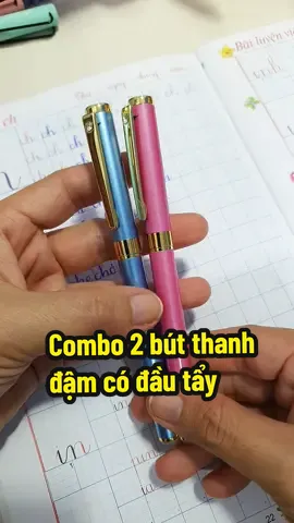 Bút lá tre Thanh đậm luyện chữ Đẹp có đầu tẩy xóa được. Combo 2 cây tặng 1 lọ mực + 1 viên tẩy. #butthanhdamxoaduoc #butlatrexoaduoc #butluyenchudepxoaduoc #combo2butthanhdam #thucdanreview 