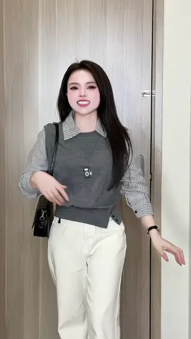 Áo len tăm phối  cổ sơ mi kẻ dài tay hàng thiết kế  đẹp mê siu hottt #aolennu #aodetkim #aodetkimnu  #aolentam #somi