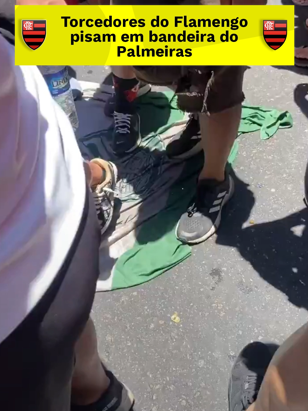 O RIVAL NÃO VAI ATRAPALHAR! 🚫 A torcida do Flamengo não quer nem saber de falar no Palmeiras durante a comemoração do título. Até apareceu uma bandeira do Verdão no meio da festa, mas os torcedores não se incomodaram nem um pouco com ela. 👀 #Redes7