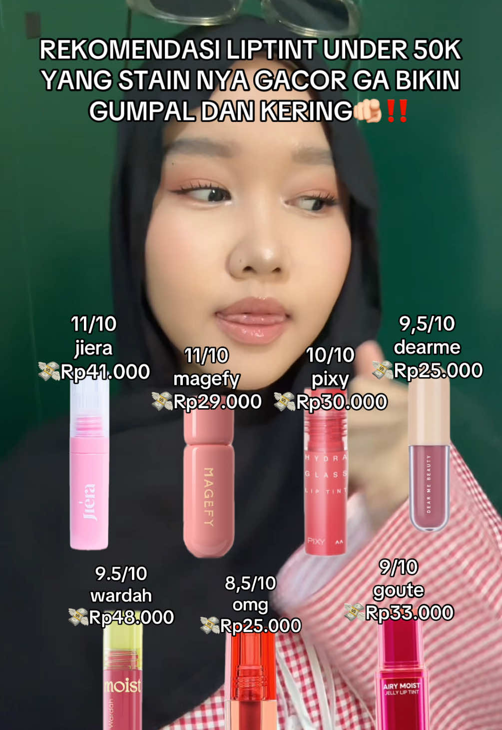 Rekomendasi liptint under 50k yang stain nya gacor, gak bikin gumpal dan kering‼️🫵🏻💯 #rekomendasiliptint #affordable ##liptint #liptintmurah #rekomendasi
