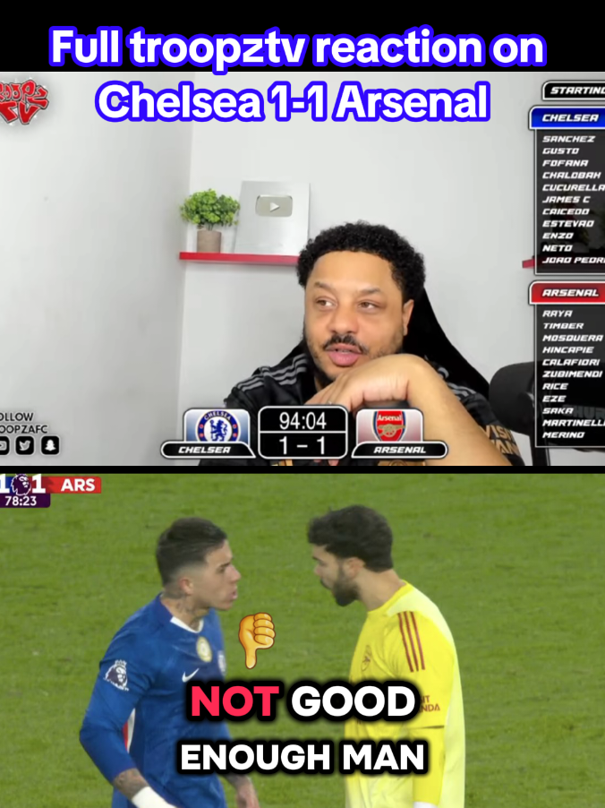 Full troopztv reaction on Chelsea 1-1 Arsenal. credit: Follow @troopztv on YouTube  #arsenal #chelsea #funnyvideos #viral #reaction 