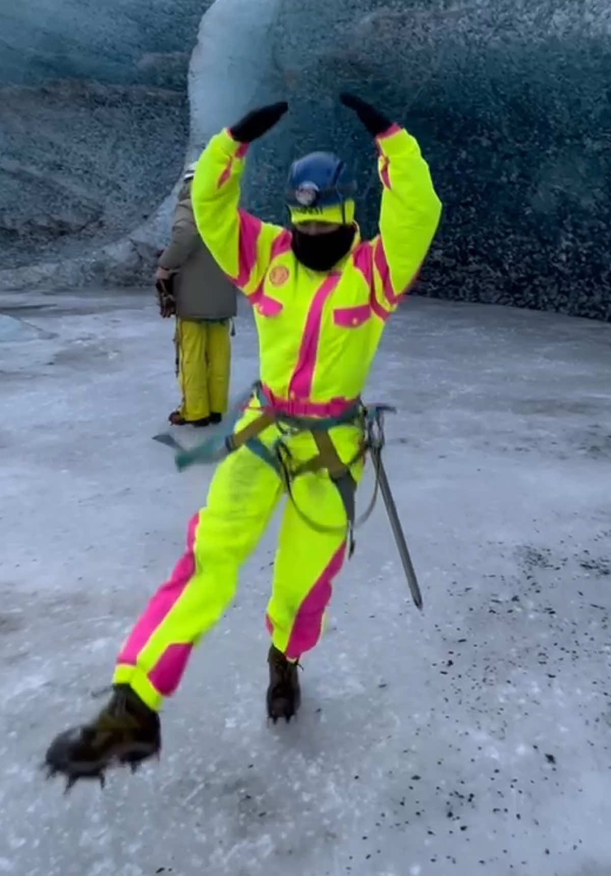 How do I stay warm on a glacier? Easy — unleash my childhood Riverdance obsession 💃❄️ #iceland #riverdance #dance #fun