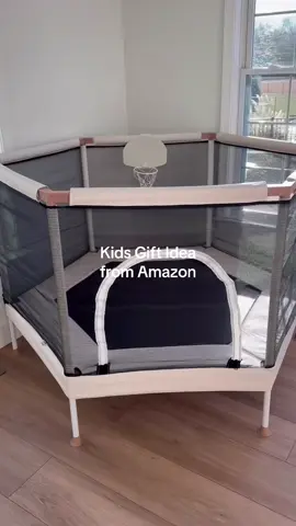 If you’re looking for a gift that your kids will use for years to come, this indoor trampoline is perfect!! Your kids will have so much fun jumping on it and playing basketball, and they’ll be getting so much energy out too! #squarehousepartner #kidsgifts  #kidsgiftideas #playroom #motherhood 