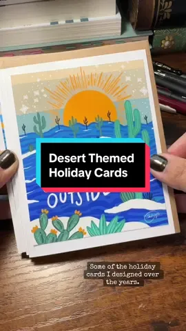 Here are some of the desert themed holiday card designs that I’ve created. #tucsonartist #desertart #azartist #saguaro #christmas 