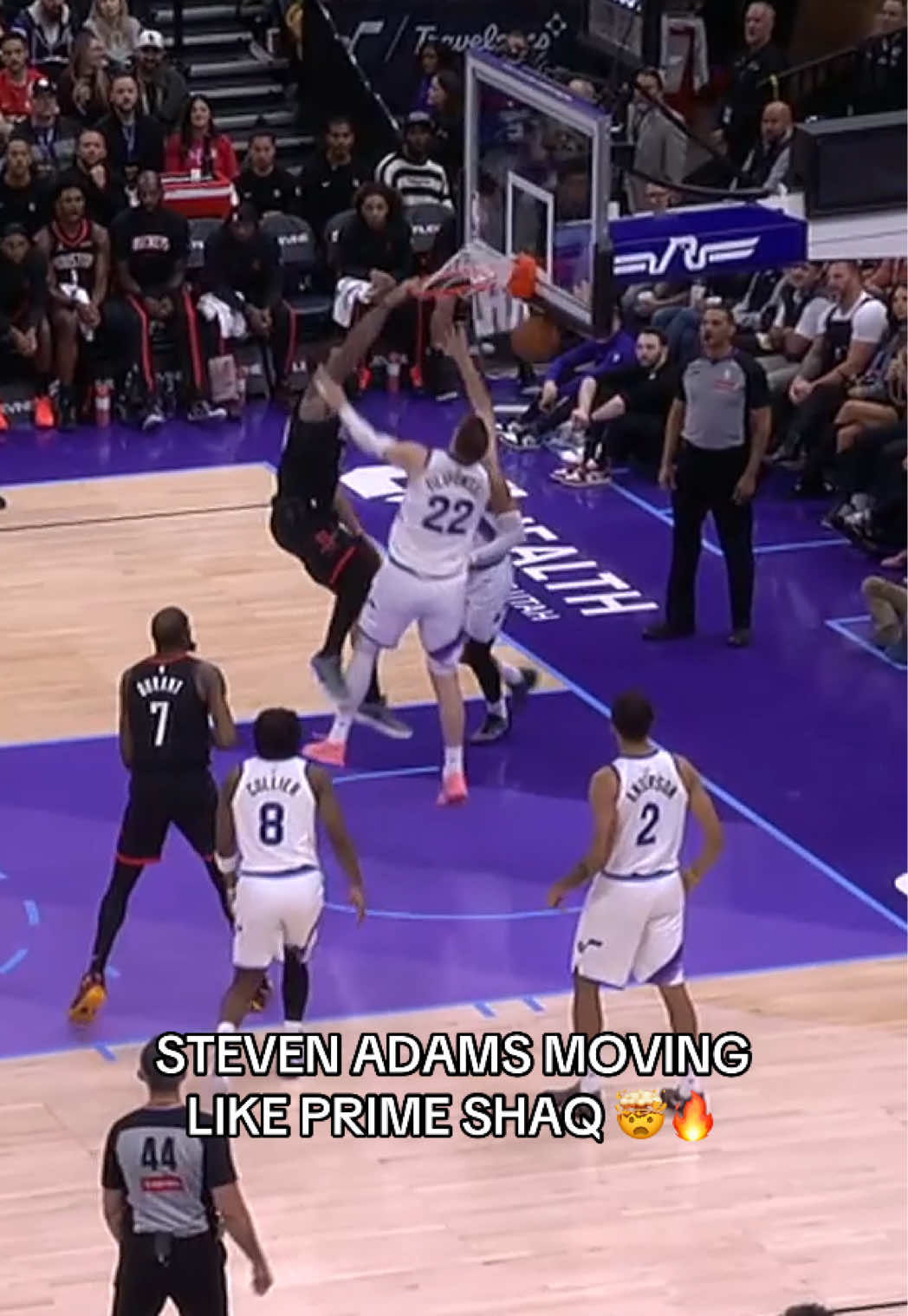 HE’S TOO STRONG 😤💪 #NBA #basketball #stevenadams #rockets #nbabasketball 