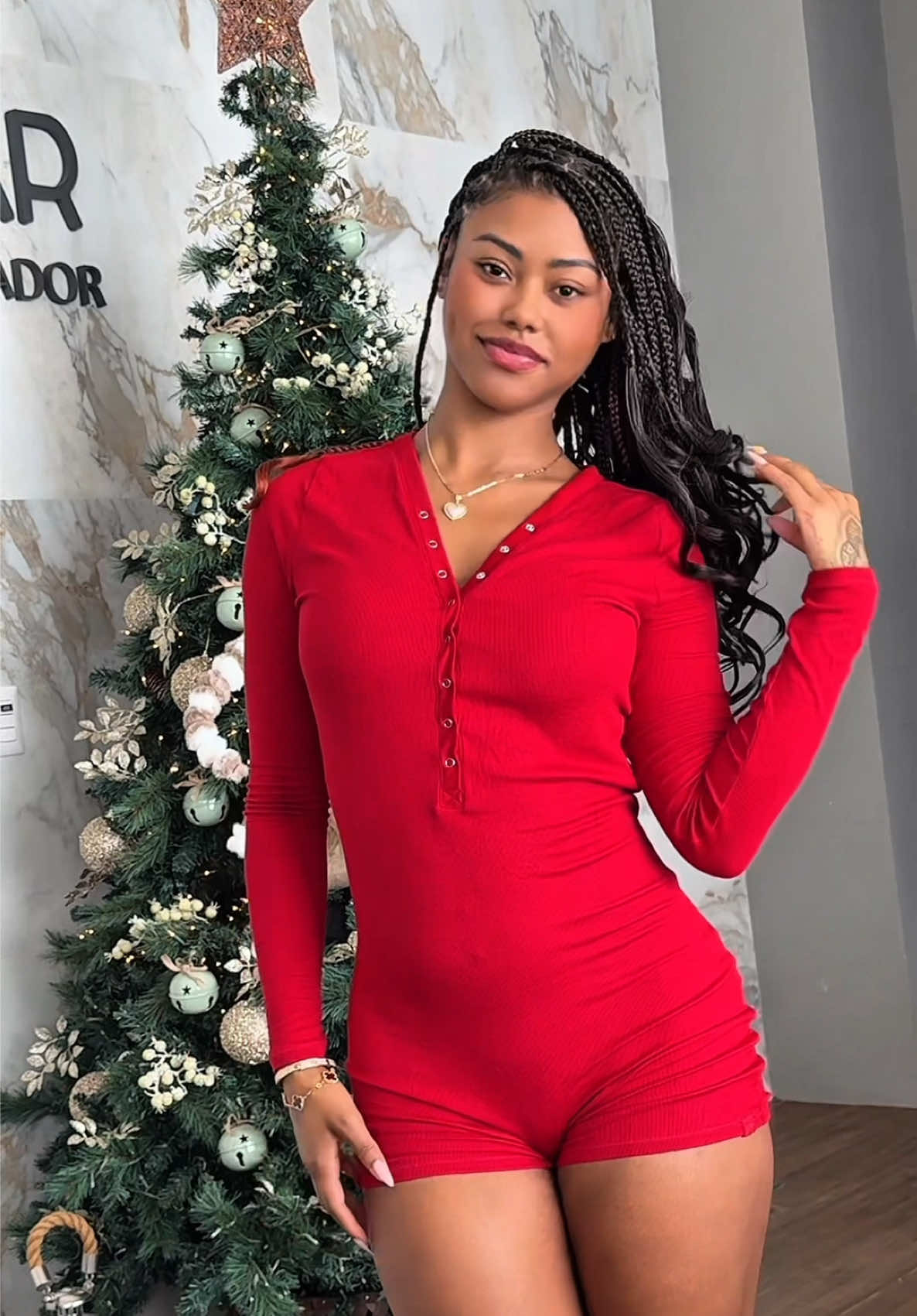 Christmas tree decorating wearing my @YITTY romper #yittypartner #christmas #tiktok 