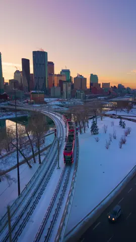 Winter sunsets in Calgary just it different 😍 #dronevideo 