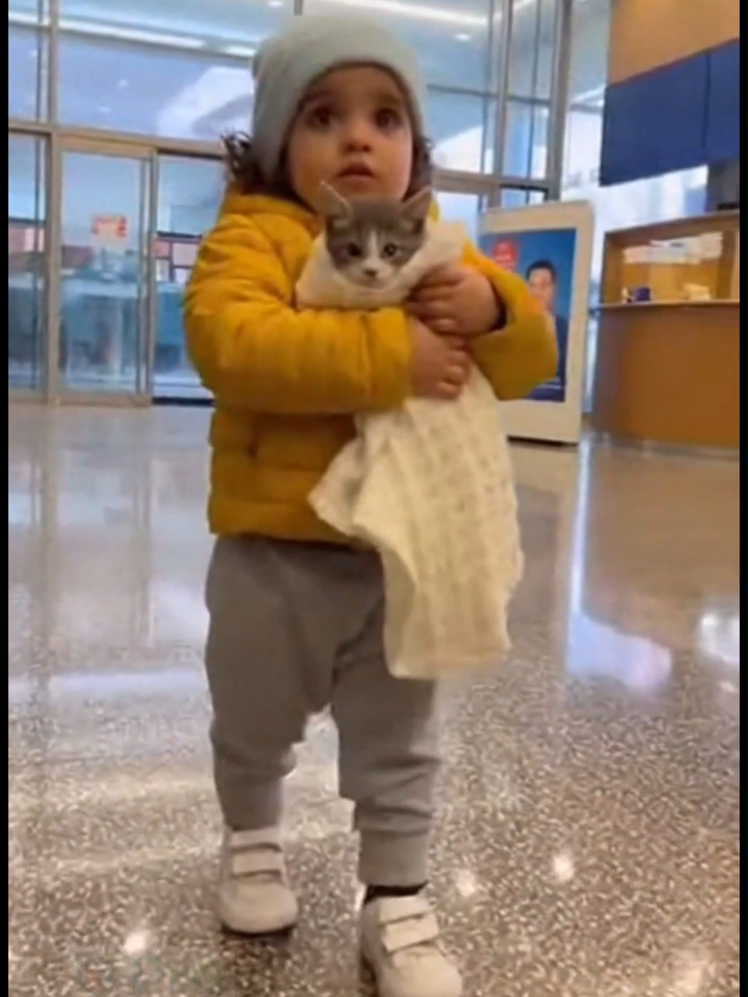 ❤️ براءة كتعلّمنا الرحمة هاد البيبي جاب القطة الصغيرة ملفوف… وقف قدّام الطبيب وكيقول بكل براءة: 