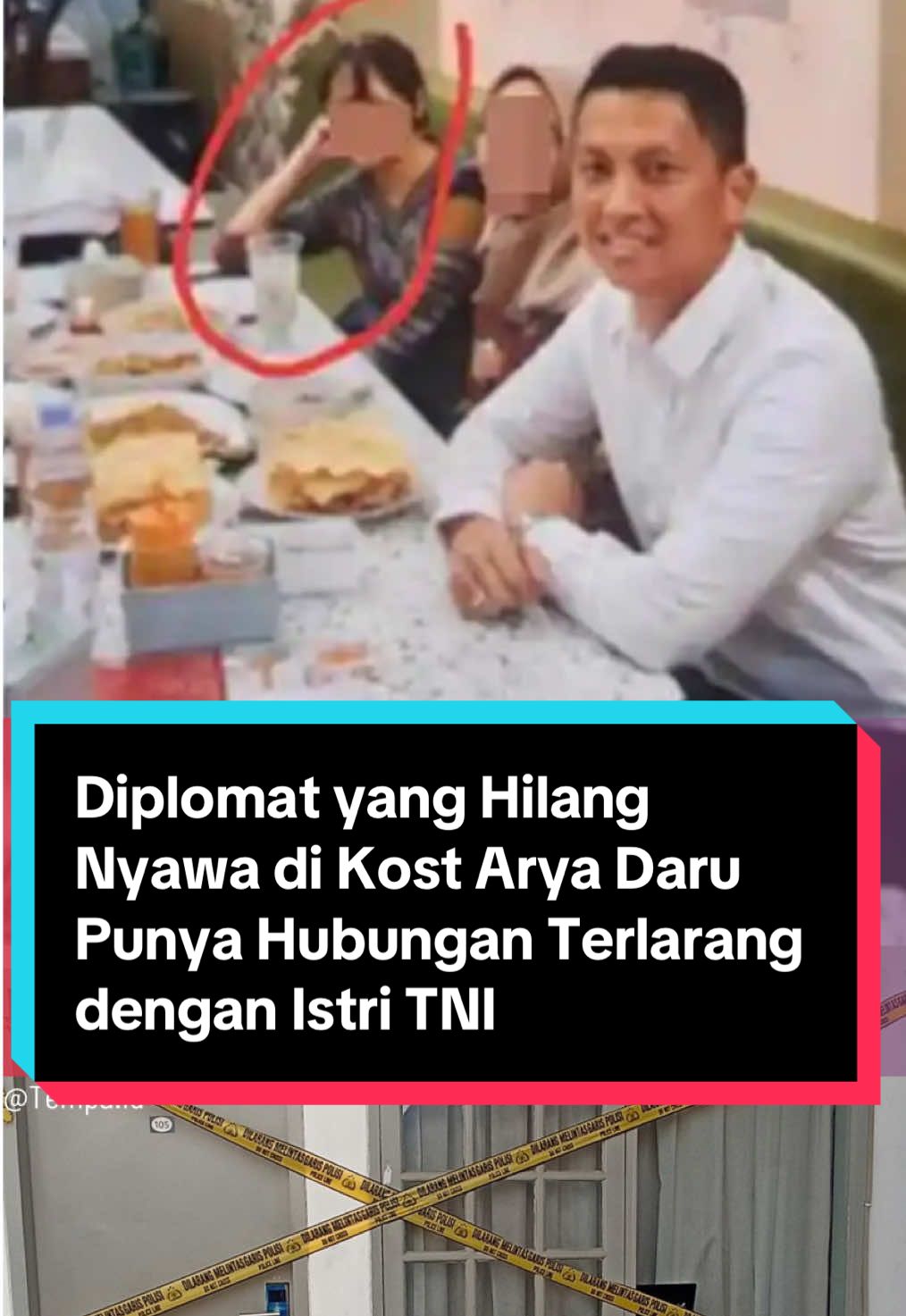 Kuasa hukum keluarga Arya Daru, Nicolay Aprilindo, menemukan sejumlah kejanggalan setelah bertemu dengan Polda Metro Jaya. Arya Daru adalah seorang diplomat yang ditemukan hilang nyawa di indekos daerah Menteng pada bulan Juli lalu. Ia mengungkapkan adanya fakta bahwa Arya beberapa kali check-in hotel bersama seorang perempuan bernama Vara bahkan hingga 24 kali. Nicolay menilai penyelidikan belum mendalami alasan dan kepentingan di balik aktivitas check-in itu. Belakangan diketahui bahwa Vara adalah istri dari seorang TNI berpangkat Letkol,  Menurutnya, informasi ini bisa menjadi petunjuk penting untuk menelusuri kemungkinan motif atau pihak yang dirugikan, namun hingga kini polisi belum mengaitkannya dengan penyebab kasus Arya. #Diplomat 