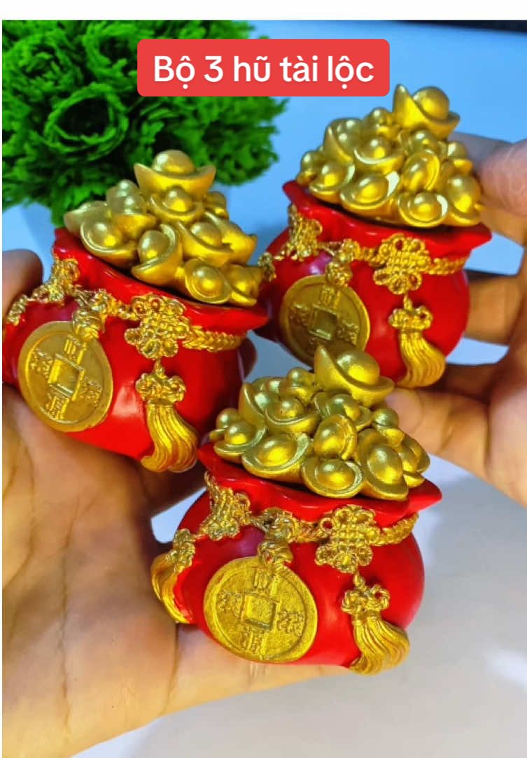 Bộ 3 hũ tài lộc bằng sứ, đựng muối gạo nước, cầu mong may mắn bình an #xuhuong #3humuoigaonuoc #3huthantai #3hutailoc 