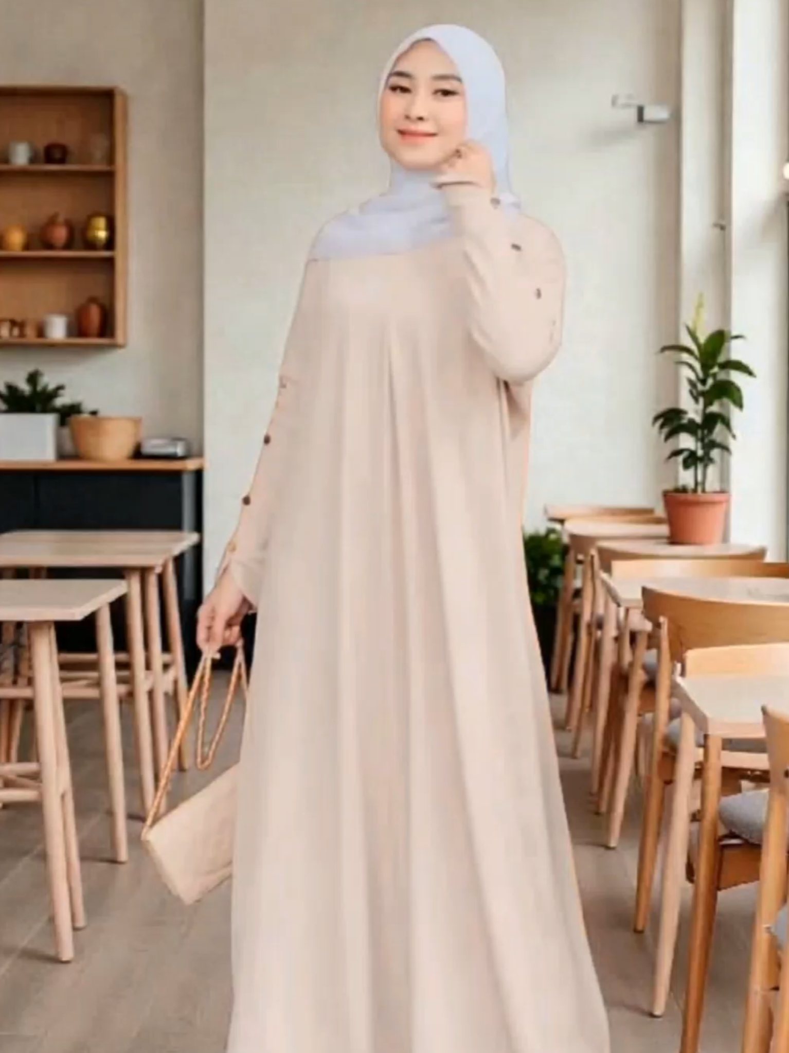 PRQUEEN Inara Maxi Batwing Knit Tebal - Gamis Muslim Mewah Pesta Kondangan Lebaran - Abaya Basic Casual Formal - Dress Panjang Wanita Variasi Kancing #gamis #gamiskekinian #gamiscantik #gamismurah #fashion 