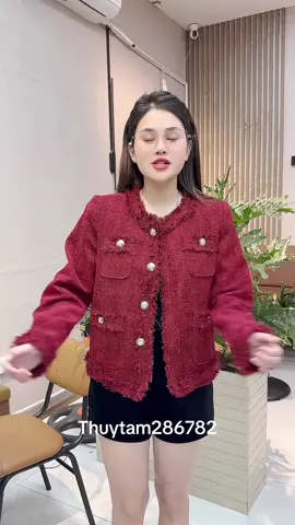 Áo khoác dạ nhung cổ tròn tua rua#aonu #thuytam61986 #thoitrangnu 