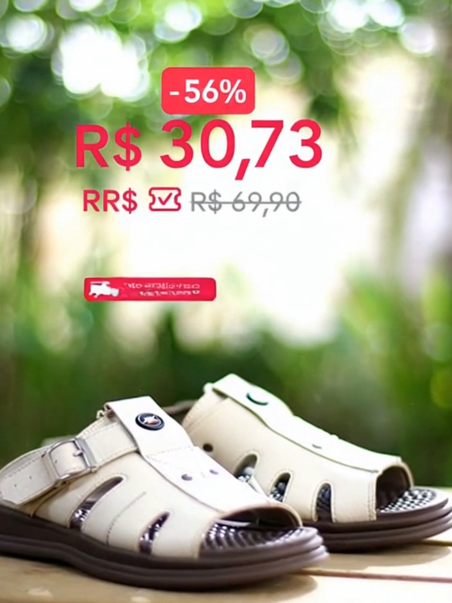 Sandália Chinelo Couro Antistress Masculino. Preço: R$ 30,73 (-56%, era R$ 69,90). #chinelos  #sandalia  #couro  #nails 