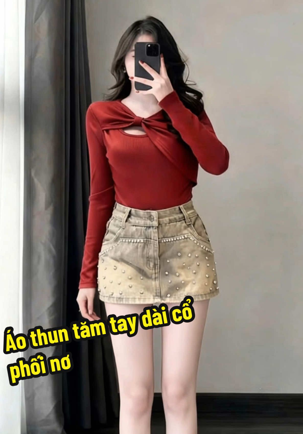 Áo thun tăm tay dài cổ phối nơ #aothuntam #aothun #aono #aonuxinh #xuhuong  