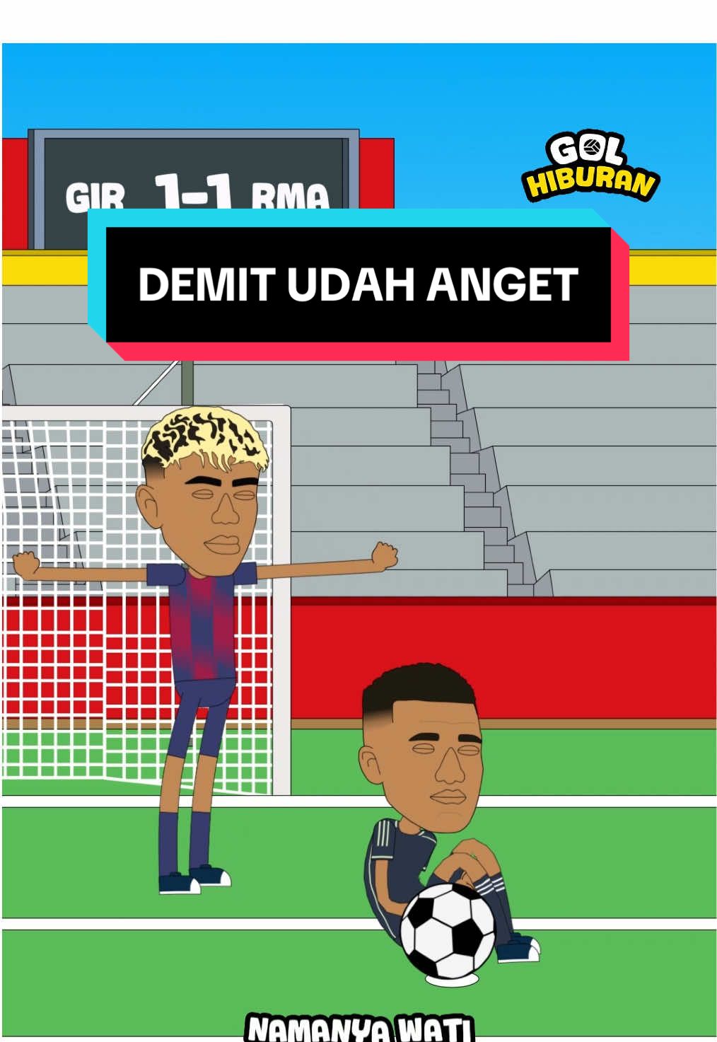 Sekarang demit dah gak kedinginan lagi kan? Udah diangetin sama Girona. #animasibola #golhiburan